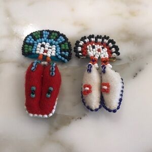 2 Exquisite Vintage Tribal Beaded Shoe Pins—Excl.